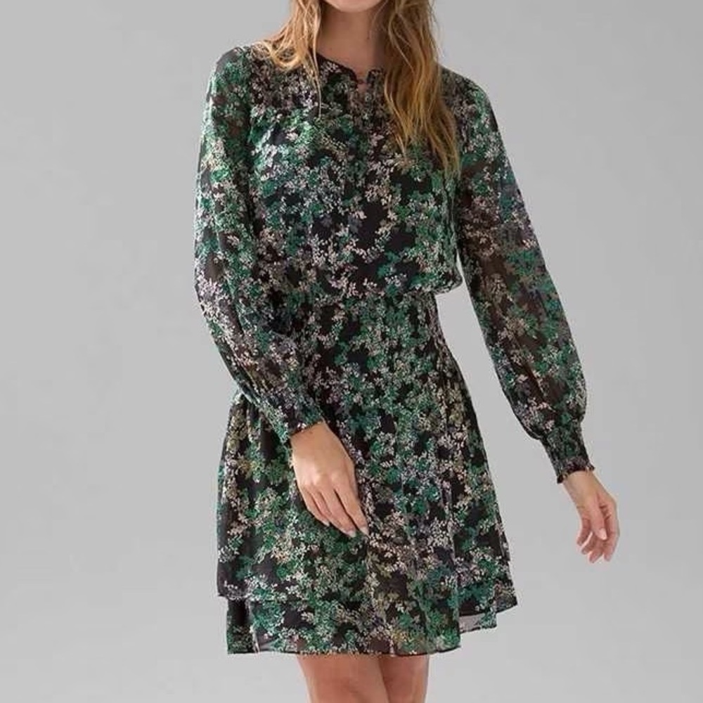 White House Black Market Long Sleeve Smocked Dress
